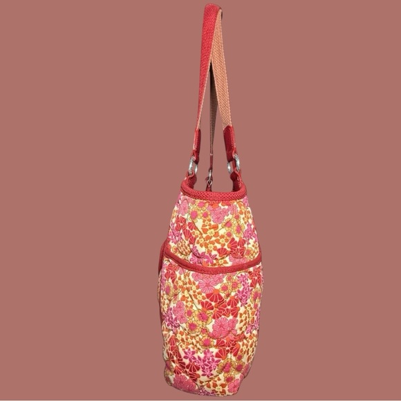 **SOLD**Brighton Vintage Floral Print Heart-Quilted Dual Strap Tote Dust Bag - Picture 5 of 13